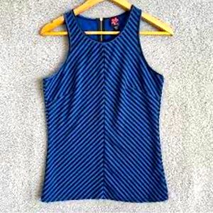 2 BE BEBE. Blue/Black striped, sleeveless top. Size S. Sporty.